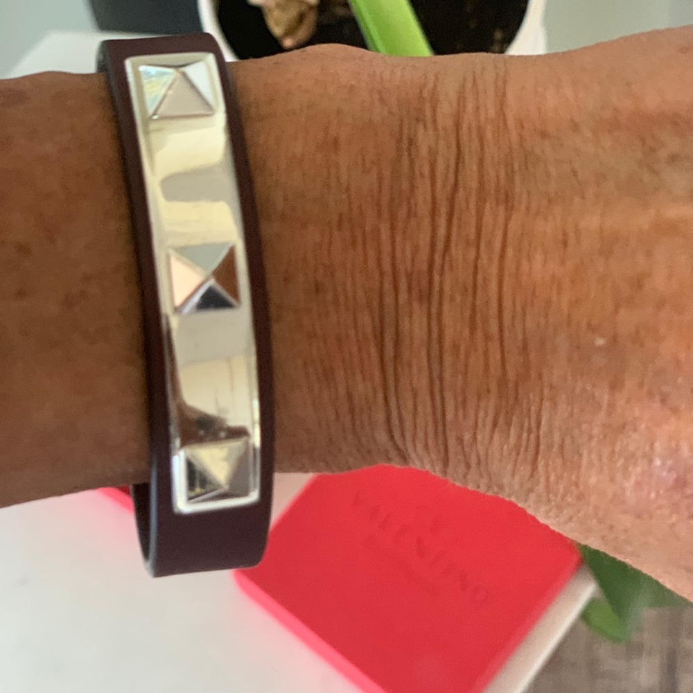 Valentino Bordeaux leather bracelet.